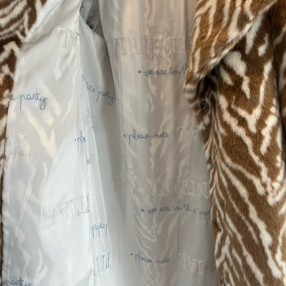 Gorsuch faux brown zebra fur long coat 14/XL - Picture 7 of 12